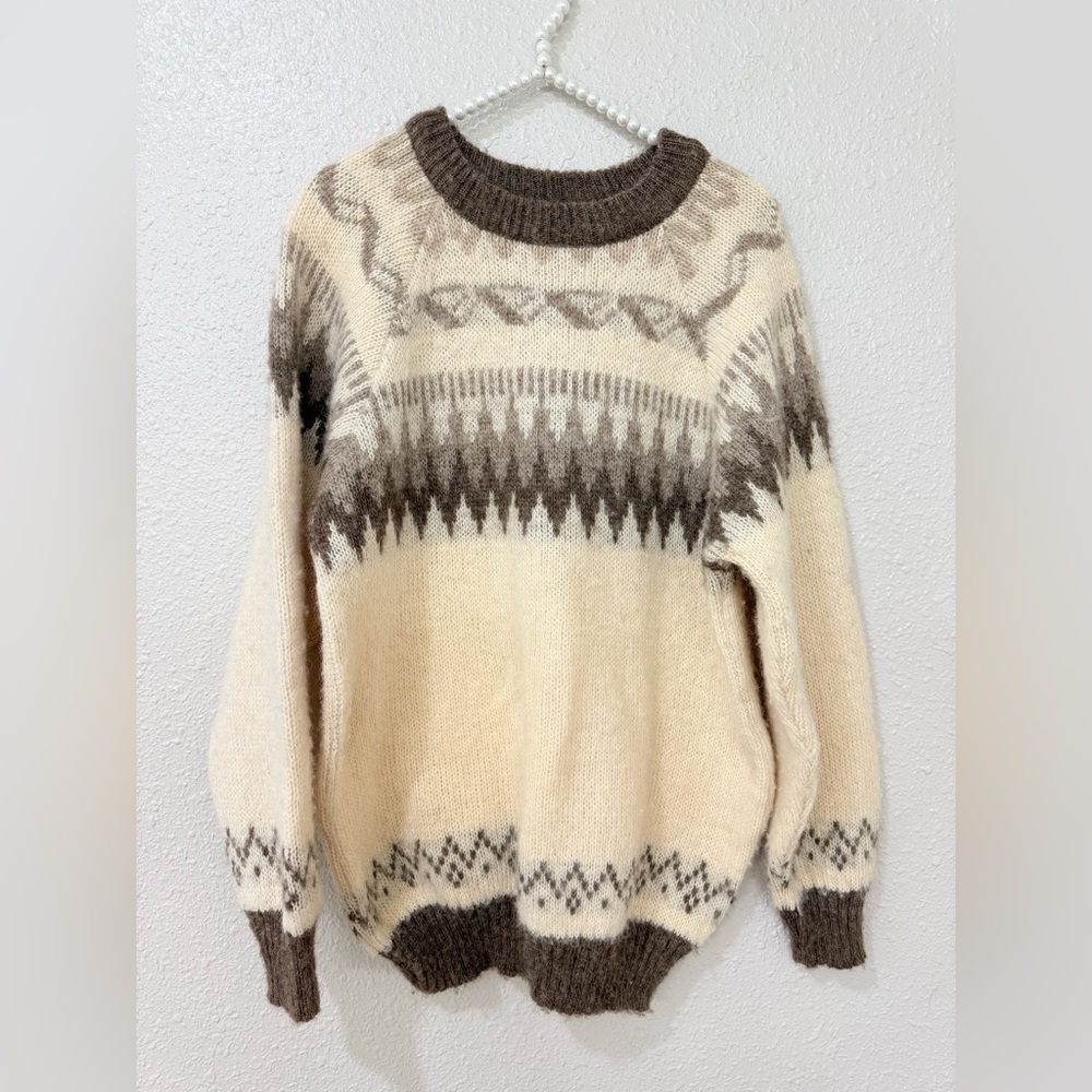 Vintage Norwegian Wool Sweater WORLDER Nordic Fair Isle Pullover Mens M-L